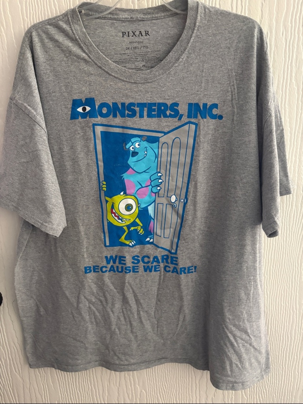 Pixar Monsters, Inc. Men's Gray Graphic Tee - Sulley & Mike